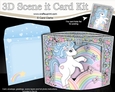 3D Triangle Shadow Box Scene it Card Kit - Cute Little Unicorn Magic