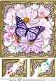 8 x 8 Flowers & Butterfly in a Gold Frame Scalloped Corner Topper