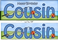 Large DL Happy Birthday COUSIN 3D decoupage with Fishing