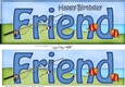 Large DL Happy Birthday FRIEND 3D decoupage with Fishing