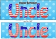 Large DL Happy Birthday UNCLE 3D decoupage USA Stars & Stripes