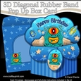 3D Diagonal Rubber Band Pop Up Box Card Kit -  Cute Little Alien