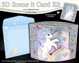 3D Triangle Shadow Box Scene it Card Kit - Cute Little Unicorn Magic