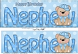 Large DL Happy Birthday NEPHEW 3D decoupage with Austin Bear