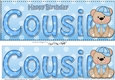 Large DL Happy Birthday COUSIN 3D decoupage with Austin Bear