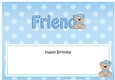 Large DL Happy Birthday FRIEND insert with Austin Bear