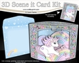 3D Triangle Shadow Box Scene it Card Kit - Cute Little Unicorn Magic