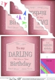 Happy Birthday DARLING Pink Champers Label Scallop Corner Stacker