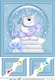 8 x 8 Christmas Polar Bear Snowglobe Scalloped Corner
