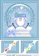 8 x 8 Christmas Penguin Snowglobe Scalloped Corner