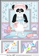8 x 8 Scalloped Corner Topper - Bathtub Buddies Cute Little Panda Bear