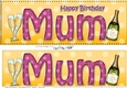 Large DL Happy Birthday MUM 3D decoupage with Champagne