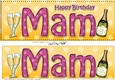 Large DL Happy Birthday MAM 3D decoupage with Champagne