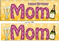 Large DL Happy Birthday MOM 3D decoupage with Champagne