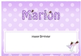 Large DL Happy Birthday MARION insert