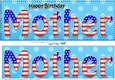 Large DL Happy Birthday MOTHER 3D decoupage USA Stars & Stripes