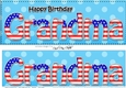 Large DL Happy Birthday GRANDMA 3D decoupage USA Stars & Stripes