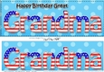 Large DL Happy Birthday GREAT GRANDMA 3D decoupage USA Stars & Stripes