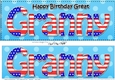 Large DL Happy Birthday GREAT GRANNY 3D decoupage USA Stars & Stripes