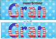 Large DL Happy Birthday GRAN 3D decoupage USA Stars & Stripes