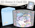 3D Triangle Shadow Box Scene it Card Kit - Cute Little Unicorn Magic
