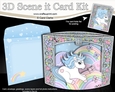 3D Triangle Shadow Box Scene it Card Kit - Cute Little Unicorn Blueberry
