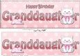 Large DL Happy Birthday GRANDDAUGHTER 3D decoupage with Cute Cat