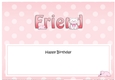 Large DL Happy Birthday FRIEND insert with Cute Cat