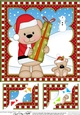 Christmas 8 x 8 Scalloped Corner Topper - Livvy Bear has an Xmas Present 