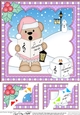 Christmas 8 x 8 Scalloped Corner Topper - Livvy Bear is Carol Singing