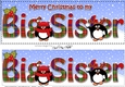 Large DL Merry Christmas to my BIG SISTER 3D decoupage with Tartan Penguins