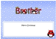 Large DL Merry Christmas BROTHER insert with Tartan Penguins