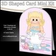 3D Shaped Card Kit - Bathtub Buddies - Cute Toddler Girl