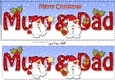 Large DL Merry Christmas MUM & DAD 3D decoupage with Snowball Sam