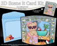 3D Triangle Shadow Box Scene it Card Kit - Livvy Bear is at the Beach