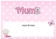 Large DL Happy Birthday MUM insert with Livvy Bear