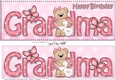 Large DL Happy Birthday GRANDMA 3D decoupage with Livvy Bear