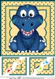 8 x 8 Cute Little Dinosaur Scalloped Corner Topper