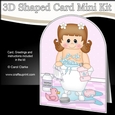 3D Shaped Card Kit - Bathtub Buddies - Cute Toddler Girl
