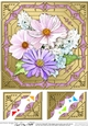 8 x 8  Pretty Flowers on Gold Frame Scalloped Corner Topper