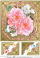 8 x 8  Pretty Flowers on Gold Frame Scalloped Corner Topper