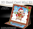 3D Easel Card Mini Kit - Christmas Livvy Bear is Sledging