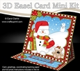3D Easel Card Mini Kit - Christmas Snowman Oli has a present