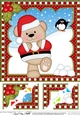 Christmas 8 x 8 Scalloped Corner Topper - Livvy Bear is Snowballing
