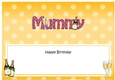 Large DL Happy Birthday MUMMY insert with Champagne