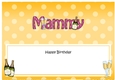 Large DL Happy Birthday MAMMY insert with Champagne