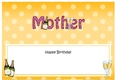 Large DL Happy Birthday MOTHER insert with Champagne
