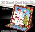 3D Easel Card Mini Kit - Christmas Snowball Sam is decorating the Tree!