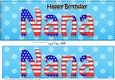 Large DL Happy Birthday NANA 3D decoupage USA Stars & Stripes