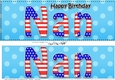Large DL Happy Birthday NAN 3D decoupage USA Stars & Stripes